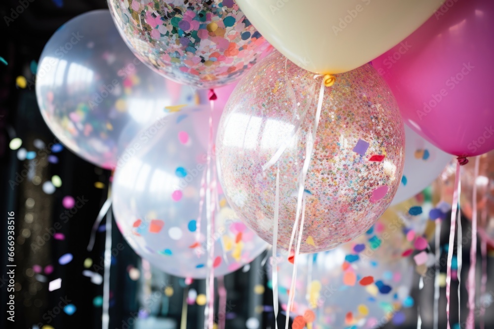 Sticker beautifully made confetti-filled balloons