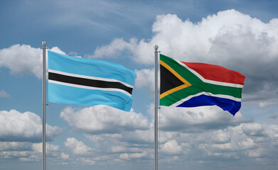 South Africa and Botswana flags, country relationship concept