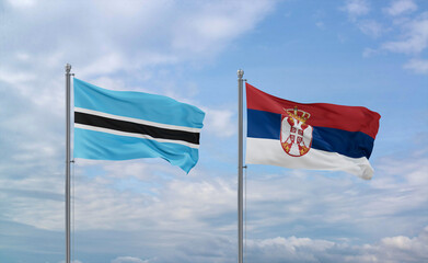 Serbia and Botswana flags, country relationship concept