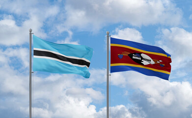 Eswatini and Botswana flags, country relationship concept
