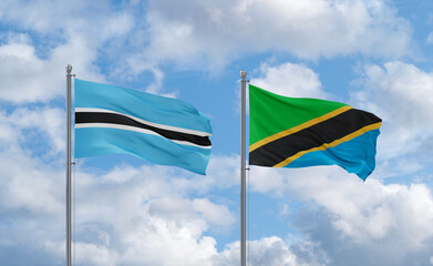 Tanzania and Botswana flags, country relationship concept