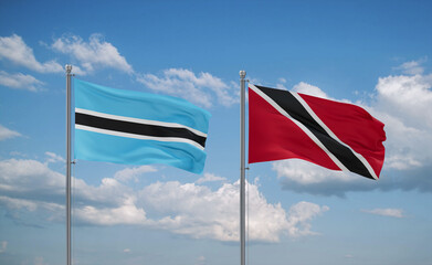Trinidad and Tobago and Botswana flags, country relationship concept