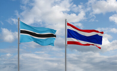 Thailand and Botswana flags, country relationship concept