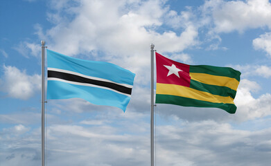 Togo and Botswana flags, country relationship concept