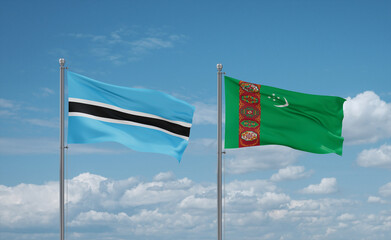 Turkmenistan and Botswana flags, country relationship concept