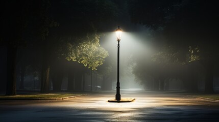 A radiant streetlamp casting a pool of light - Powered by Adobe