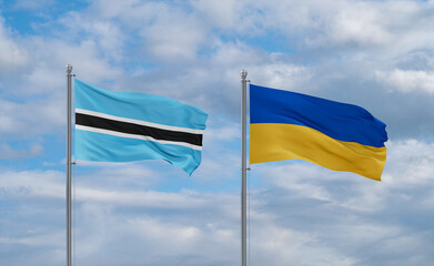 Ukraine and Botswana flags, country relationship concept