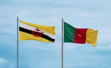 Cameroon and Brunei flags, country relationship concept