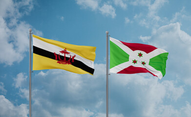 Burundi and Brunei flags, country relationship concept