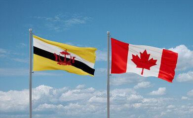 Canada and Brunei flags, country relationship concept