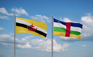 Central African Republic and Brunei flags, country relationship concept