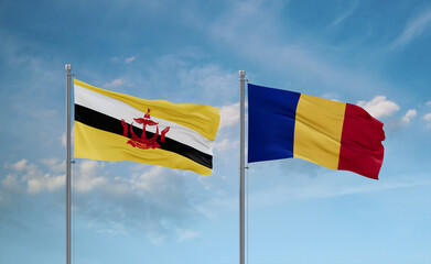 Chad and Brunei flags, country relationship concept