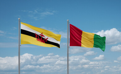 Guinea and Brunei flags, country relationship concept