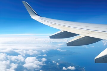 Obraz premium an airplane wing taken from a window during flight