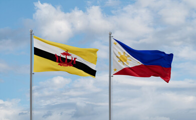 Philippines and Brunei flags, country relationship concept