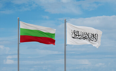 Bulgaria and Afghanistan national flags, country relationship concept