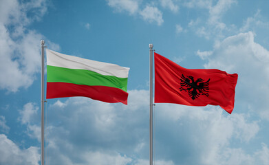 Naklejka na ściany i meble Bulgaria and Albania national flags, country relationship concept