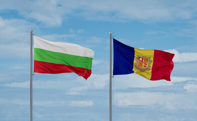 Bulgaria and Andorra national flags, country relationship concept