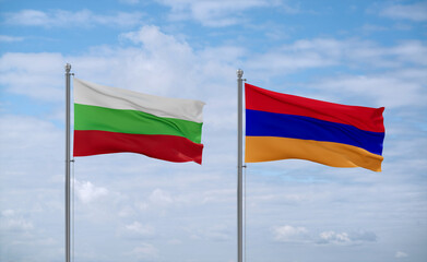 Armenia and Bulgaria flags, country relationship concept