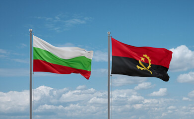 Fototapeta na wymiar Bulgaria and Angola national flags, country relationship concept