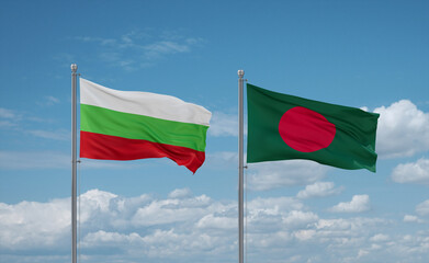 Bangladesh and Bulgaria flags, country relationship concept