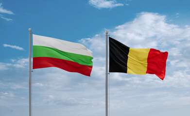 Belgium and Bulgaria flags, country relationship concept