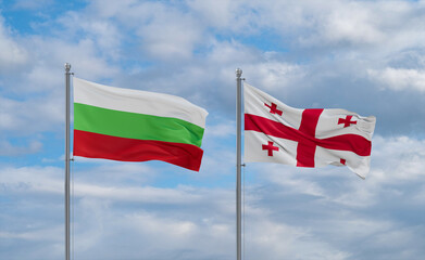 Georgia and Bulgaria flags, country relationship concept
