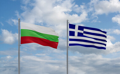 Greece and Bulgaria flags, country relationship concept
