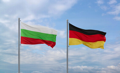 Germany and Bulgaria flags, country relationship concept