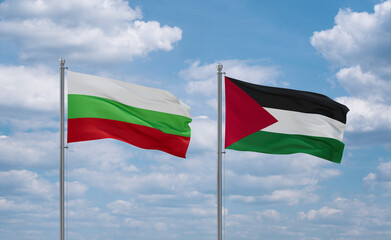 Palestine and Bulgaria flags, country relationship concept