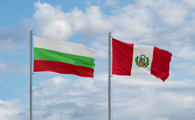 Peru and Bulgaria flags, country relationship concept