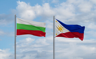 Philippines and Bulgaria flags, country relationship concept