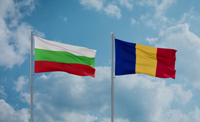 Romania and Bulgaria flags, country relationship concept