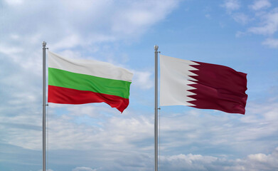 Qatar and Bulgaria flags, country relationship concept