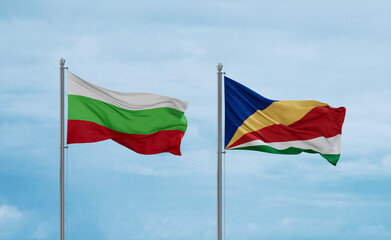 Seychelles and Bulgaria flags, country relationship concept