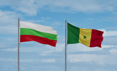 Senegal and Bulgaria flags, country relationship concept