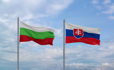 Slovakia and Bulgaria flags, country relationship concept