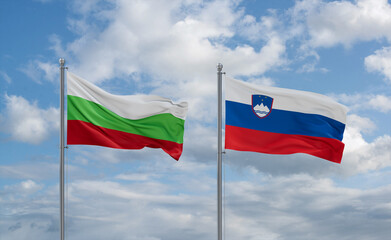 Slovenia and Bulgaria flags, country relationship concept
