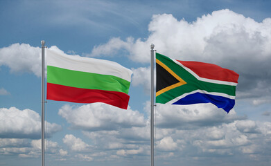 South Africa and Bulgaria flags, country relationship concept