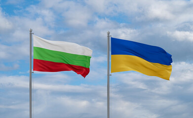Ukraine and Bulgaria flags, country relationship concept