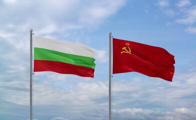 Soviet Union and Bulgaria flags, country relationship concept
