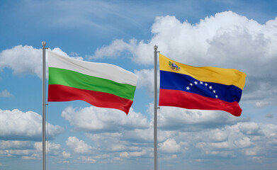 Venezuela and Bulgaria flags, country relationship concept