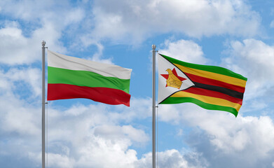 Zimbabwe and Bulgaria flags, country relationship concept