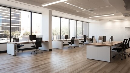 A modern and minimalist office space for a professional setting - obrazy, fototapety, plakaty