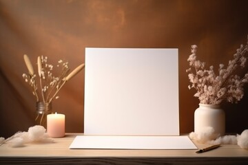 blank wedding stationery on a neat, well-lit desk