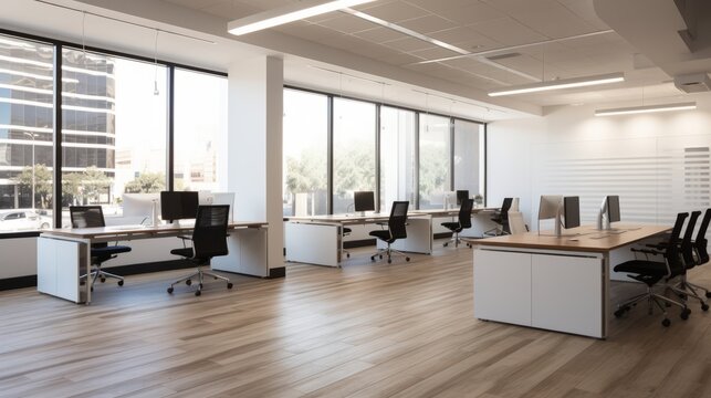 A modern and minimalist office space for a professional setting