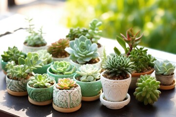 succulents set as decorative pieces on an outdoor table