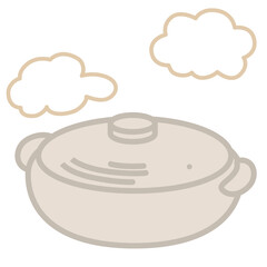 湯気の出ている土鍋のベクターイラスト 