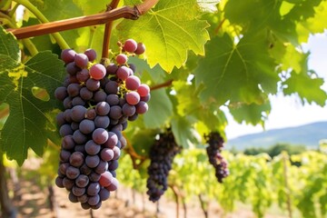 Fototapeta premium grape vines with a close focus on the ripe grapes