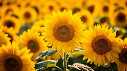 A field of golden sunflowers basking in sunlight